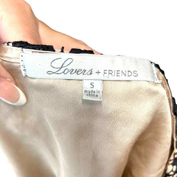 Lovers & Friends Black Lace Crop‎ Top Nude Short Sleeve Size Small - Picture 5 of 7